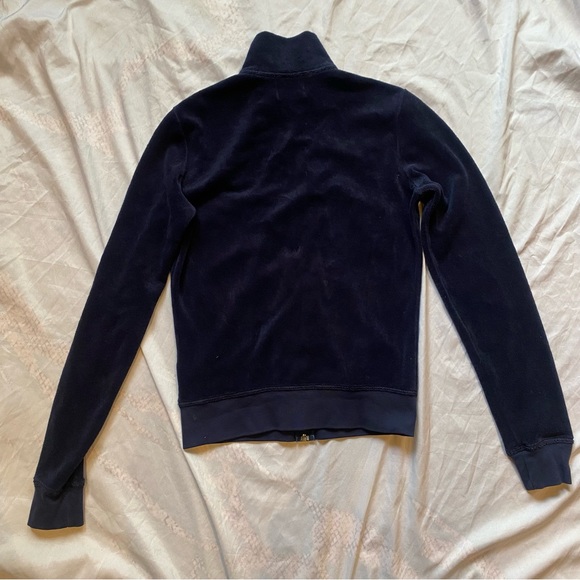 Juicy Couture Velour Navy J Zip Tracksuit Sweater Jacket Women’s Small Y2K - Picture 7 of 8